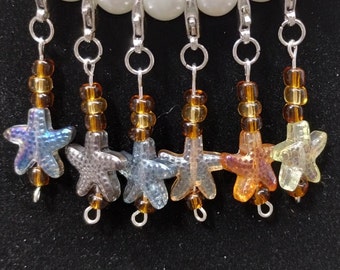 Starfish Stitch Markers with Lobster Clasp, Set of 6, Crochet Stitch Markers, Knitting Place Holders