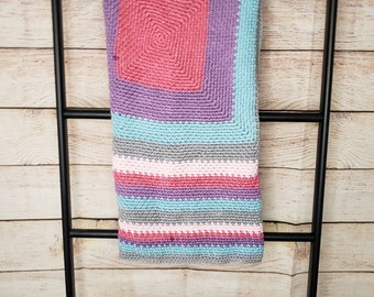 READY TO SHIP! Colorful Granny Square Crochet Baby Blanket