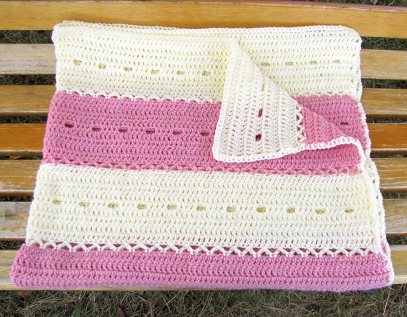 Baby Blanket Crochet Crib Blanket Striped Blanket Baby Etsy