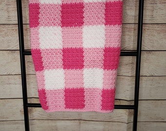 READY TO SHIP! Gingham Crochet Baby Blanket