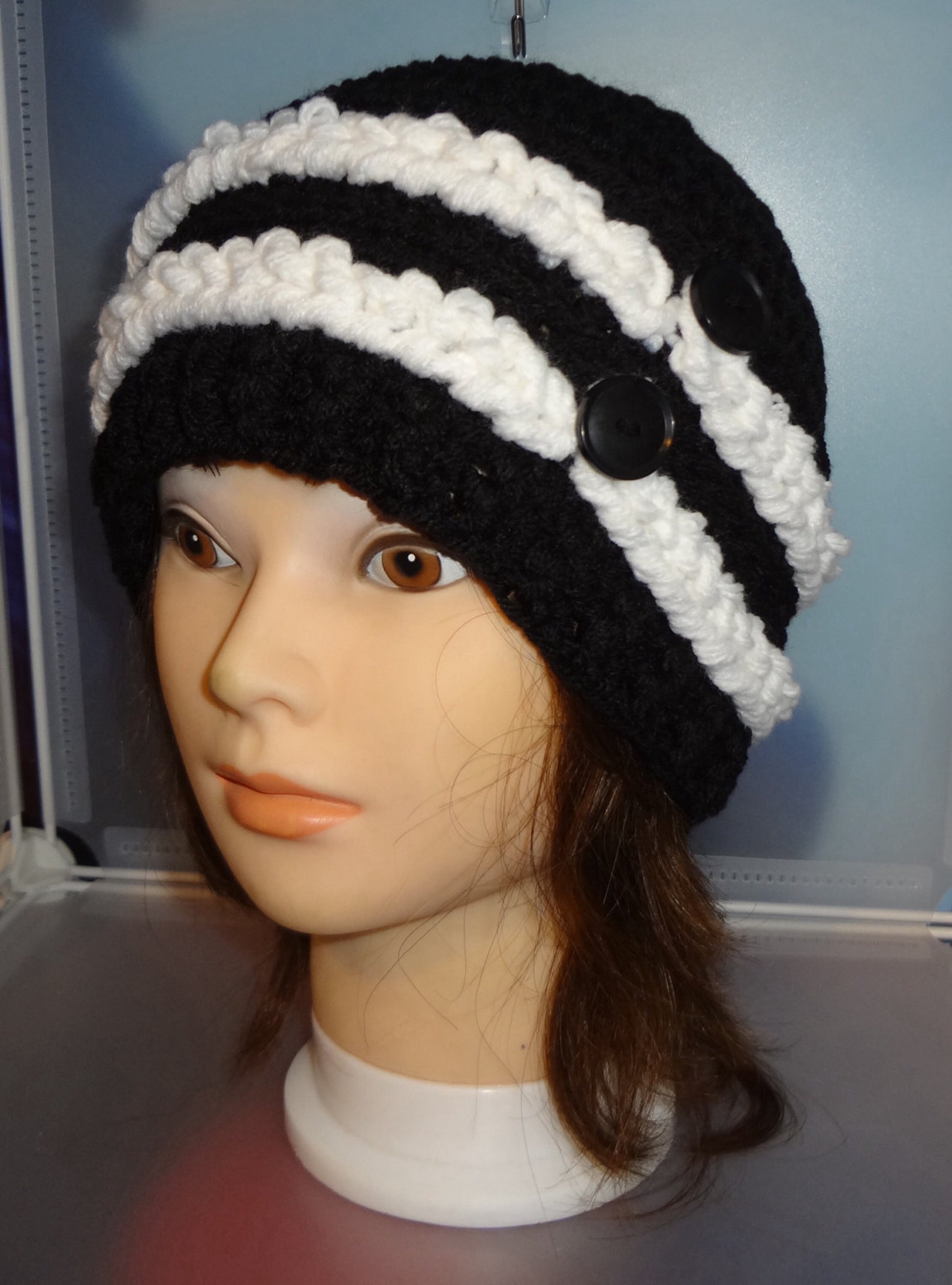 Button up Beanie Crochet Hat Sock Toboggan Winter Hat Etsy