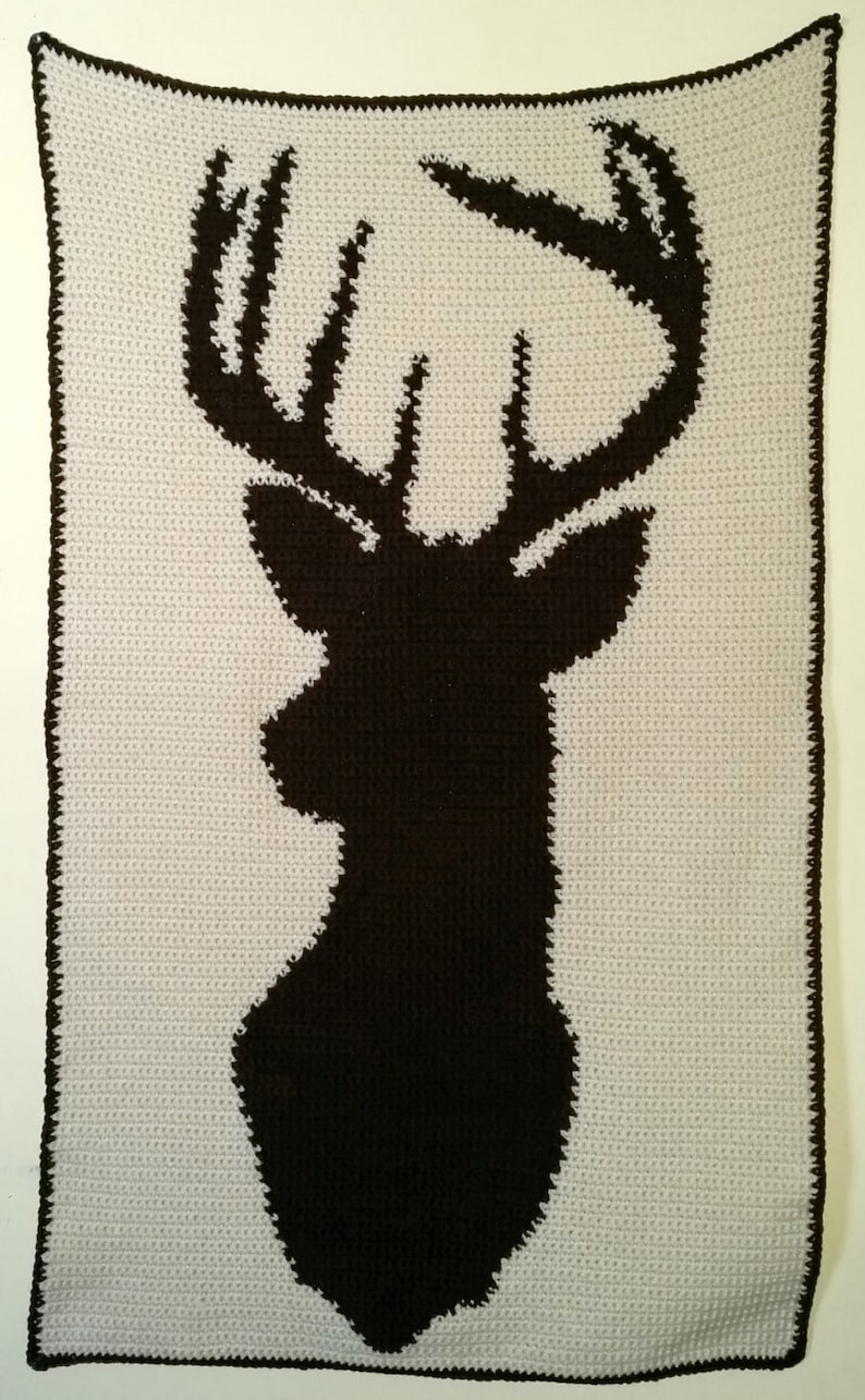 Deer Head Crochet Baby Blanket