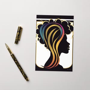 Carte de voeux d'inspiration africaine vibrante | Silhouette colorée audacieuse | Papier de haute qualité