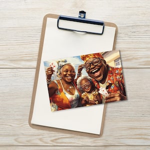 Postal de invitación a reunión familiar / Celebración del Juneteenth, juegos de cartas y reuniones / Papel mate de primera calidad