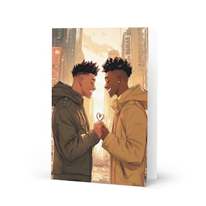 Romantische LGBTQ+ Grußkarte – Gay African American Love Art