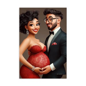 Postal de anuncio de embarazo / Diseño elegante de pareja / Perfecta para revelar el género del bebé y baby showers