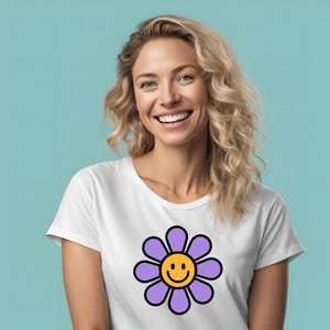 Daisy SVG - Happy Daisy SVG - Happy Face Daisy Design- Flower SVG- Smiley Face Svg- Retro Svg