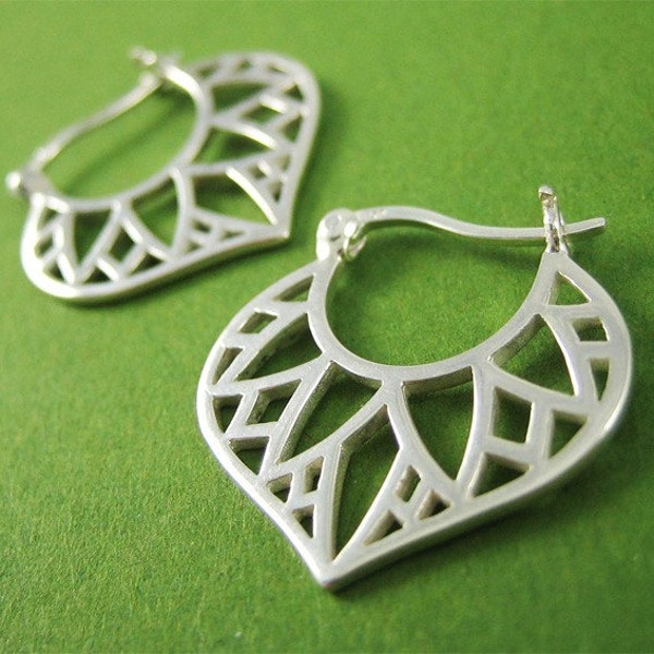 SALE Sterling Silver Lotus Petal Hoops No.2