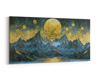 Mountain Moonlight LARGE WALL ART Canvas Print for Serenity Nights