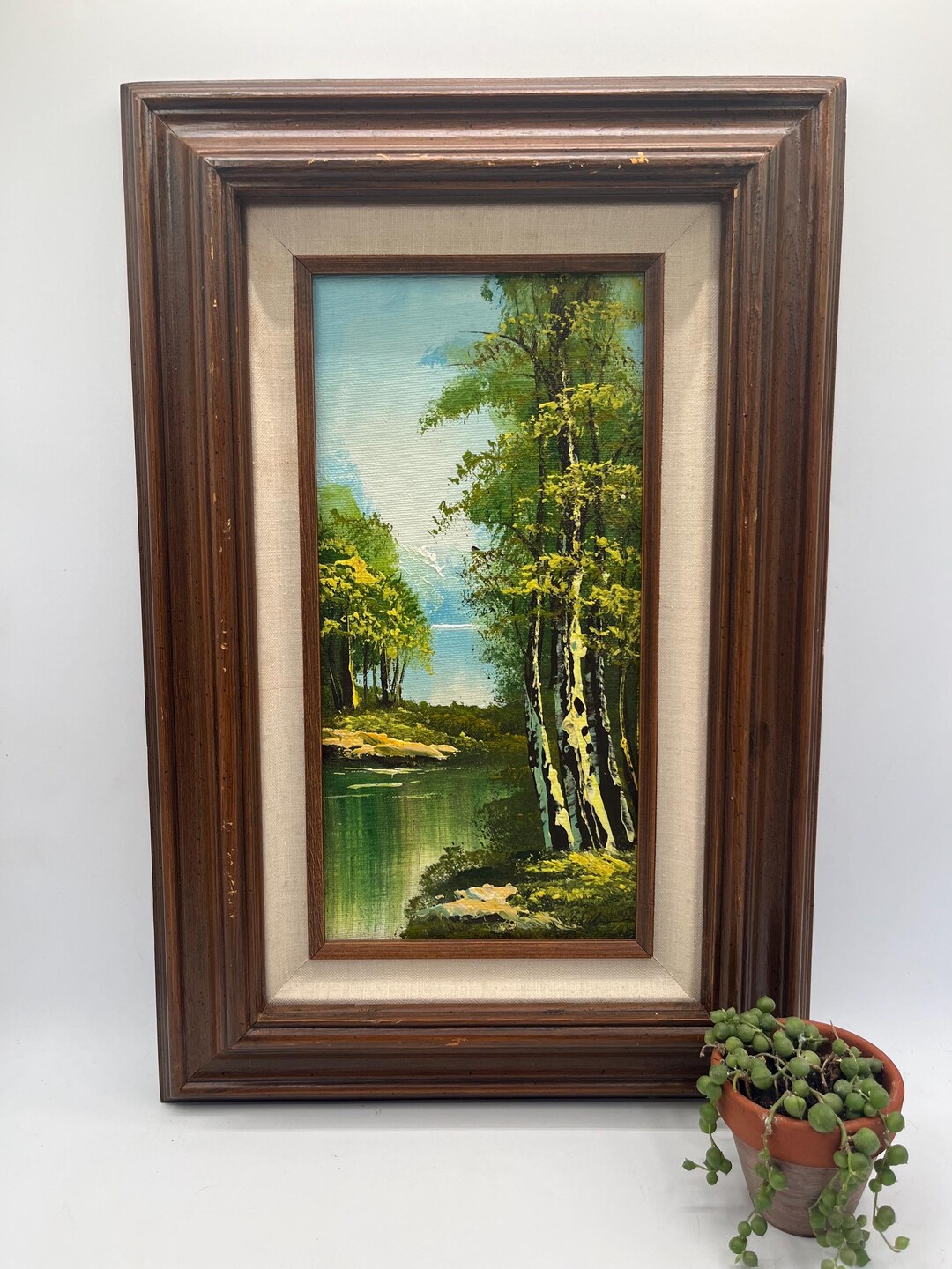 Vintage Spring or Summer Aspen Landscape Original Oil on Board Painting ...