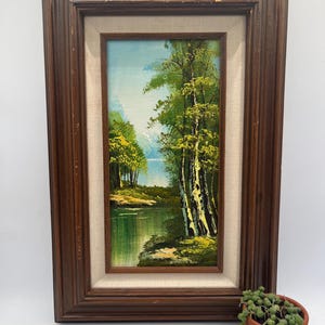 Vintage Spring or Summer Aspen Landscape Original Oil on Board Painting / 12” x 18” / Artist Signed / River Landscape / Gallery Wall