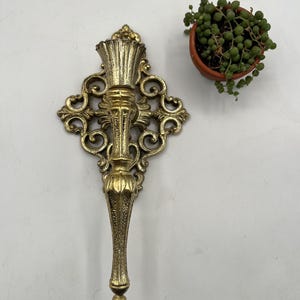 Ornate Gold Wall Hanging Sconce / Candlestick Holder / Wall Sconce / Cast Metal / Old World / Hollywood Regency / Victorian / Gallery Wall