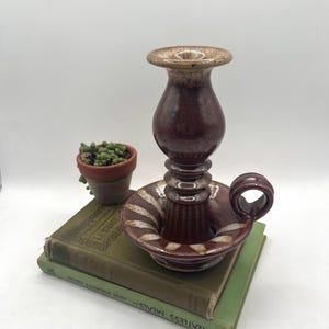 Vintage Mid Century Pottery Candle Stick Holder or Vase / MCM / Studio Pottery, Handmade and Signed / Scandanavian Design / Chamberstick
