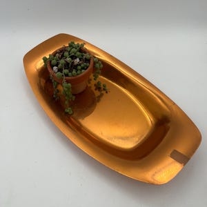 Vintage Minimal Copper Decorative Tray / 12&quot; Rectangular Copper Serving Tray / Vintage Tray / key bowl / entry way decor / jewelry dish