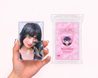 Holographic Kpop Photocard Sleeves | Sakura, Snow, Firework, Butterfly, Fragmen Thick Photocard Protecter | Acid-Free PVC, 50 Pack