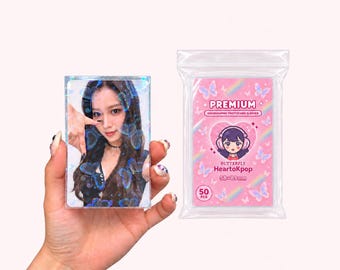 Holographic Kpop Photocard Sleeves | Sakura, Snow, Firework, Butterfly, Fragmen Thick Photocard Protecter | Acid-Free PVC, 50 Pack