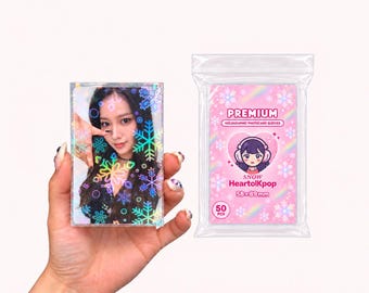 Holographic Kpop Photocard Sleeves | Sakura, Snow, Firework, Butterfly, Fragmen Thick Photocard Protecter | Acid-Free PVC, 50 Pack
