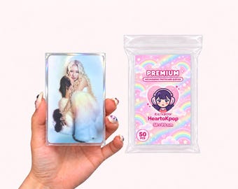 Holographic Kpop Photocard Sleeves | Sakura, Snow, Firework, Butterfly, Fragmen Thick Photocard Protecter | Acid-Free PVC, 50 Pack