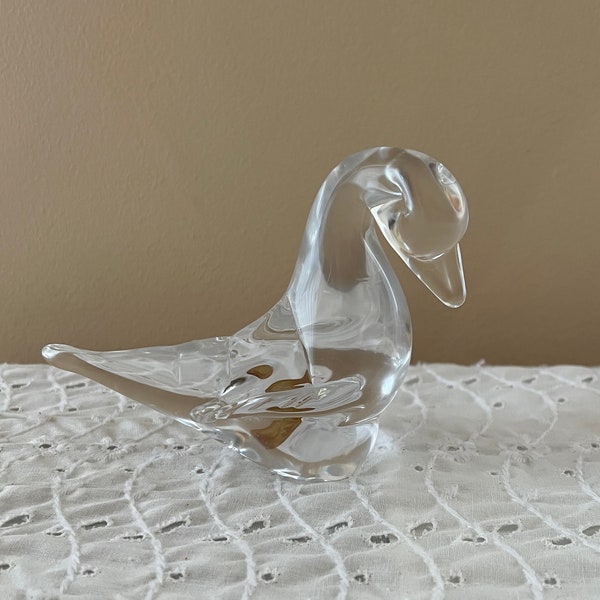 Vintage Art Glass Duck Figurine ~ FM Konstglas Ronneby Sweden ~ Paperweight