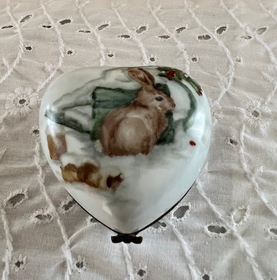 Vintage Bunny Trinket Jewelry Box ~ Ceramic ~ Rab… - image 1