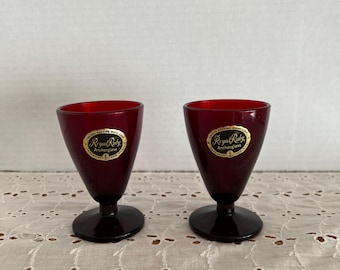 Set of 2 Vintage Royal Ruby Cordial Glasses ~ Anchor Hocking ~ Anchorglass