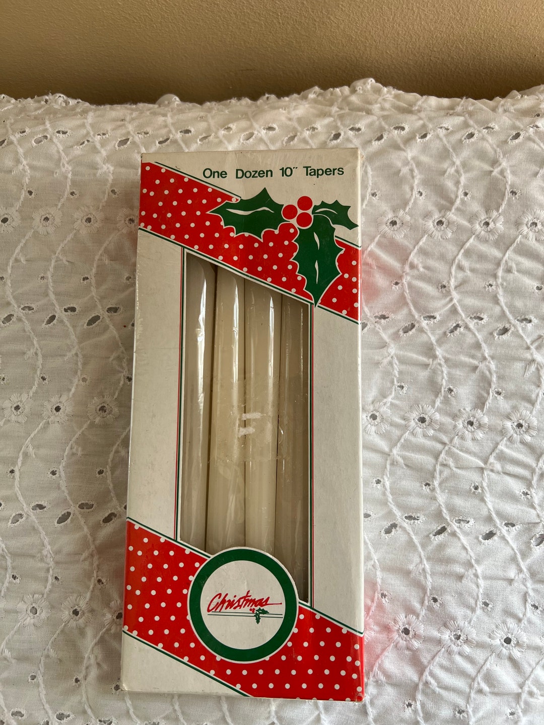 Vintage Box of 12 Christmas Taper Candles NOS Hong Kong Etsy