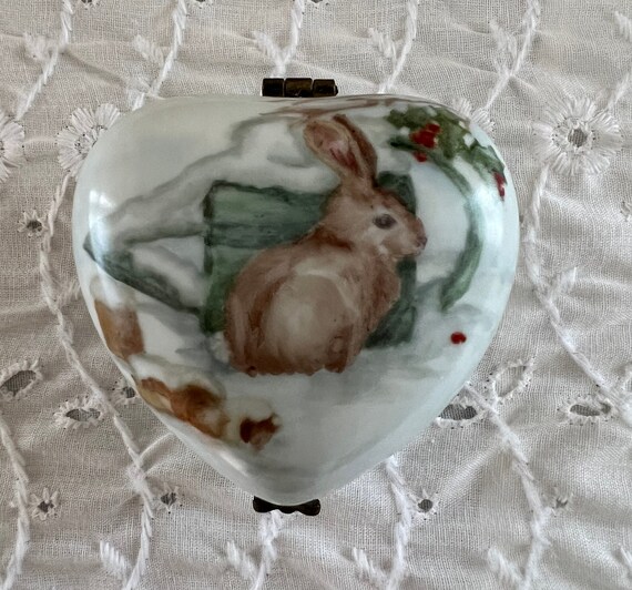 Vintage Bunny Trinket Jewelry Box ~ Ceramic ~ Rab… - image 2