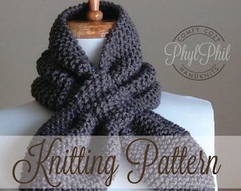 KNITTING PATTERN - Stay Put Scarf II - Pull Through Keyhole Scarf Instant Download