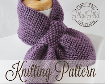 KNITTING PATTERN - The Original Stay Put Scarf - Pull Through Keyhole Scarf - PDF