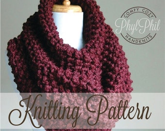 KNITTING PATTERN - Oversized Cowl - Easy Beginner Pattern PDF Chunky Super Bulky Yarn