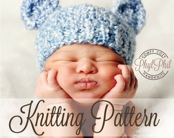 KNITTING PATTERN - Baby Bear Hat - PDF