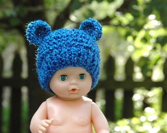 Newborn Baby Bear Hat in Blue, Vegan Knit Bear Hat Baby Hat Beanie Infant Photo Prop - Soft Newborn Photo Prop baby boy hat, blue bear hat