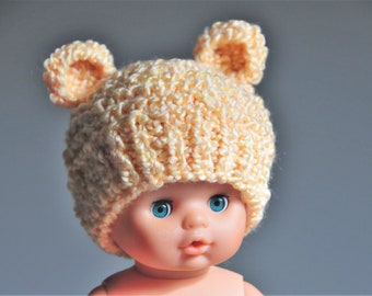 Newborn Baby Bear Hat Knit Bear Hat Baby Hat Beanie Infant Photo Prop - Soft Newborn Photo Prop baby boy hat baby girl hat, yellow bear hat