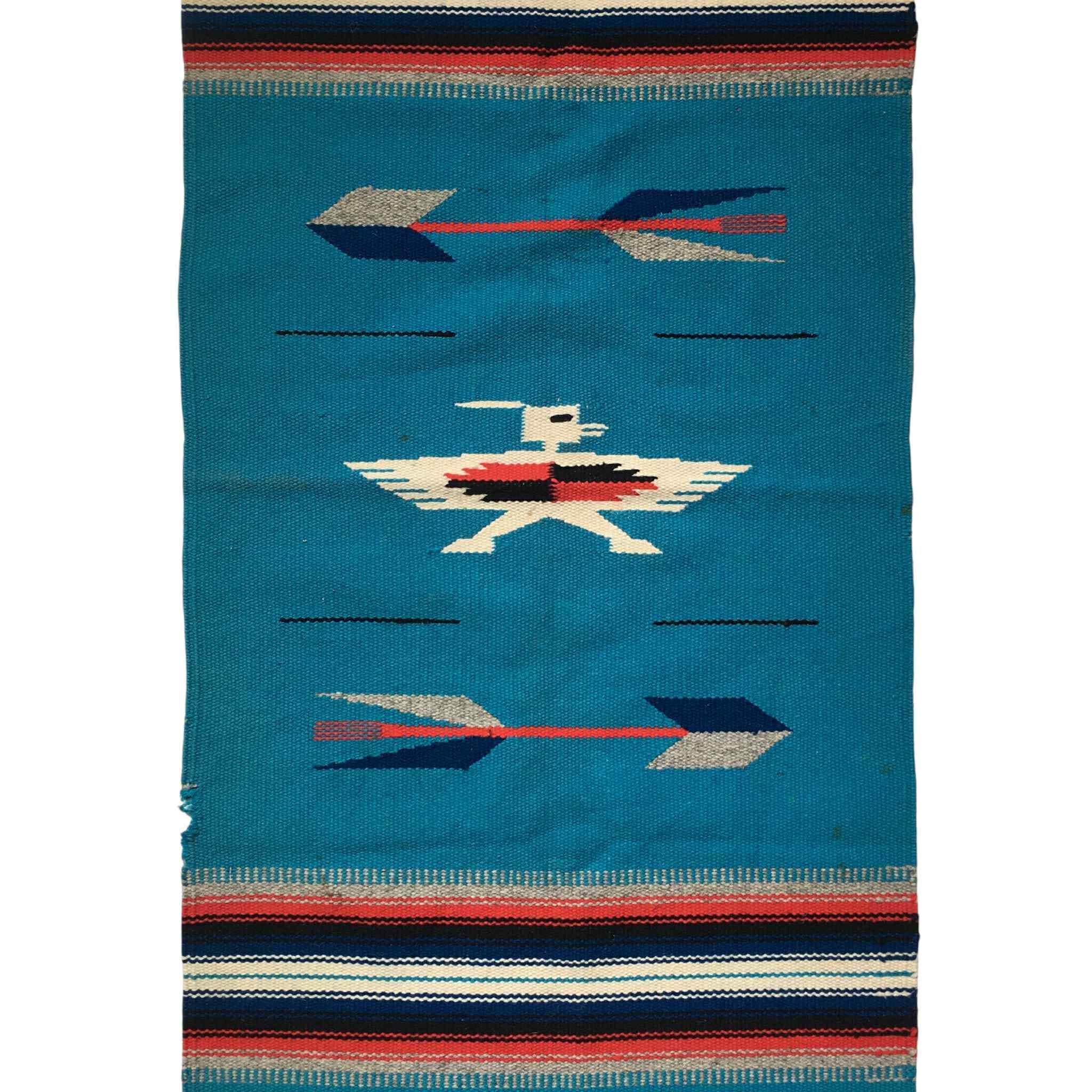 Vintage Chimayo Thunderbird Navajo Indian Handwoven Wool Tapestry