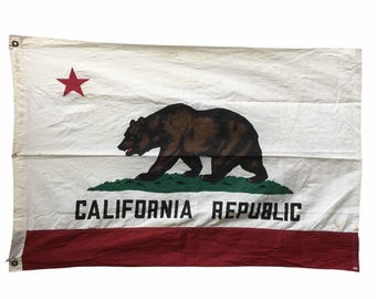 100%コットン、ナチュラルキャンバス、カリフォルニア共和国の州旗