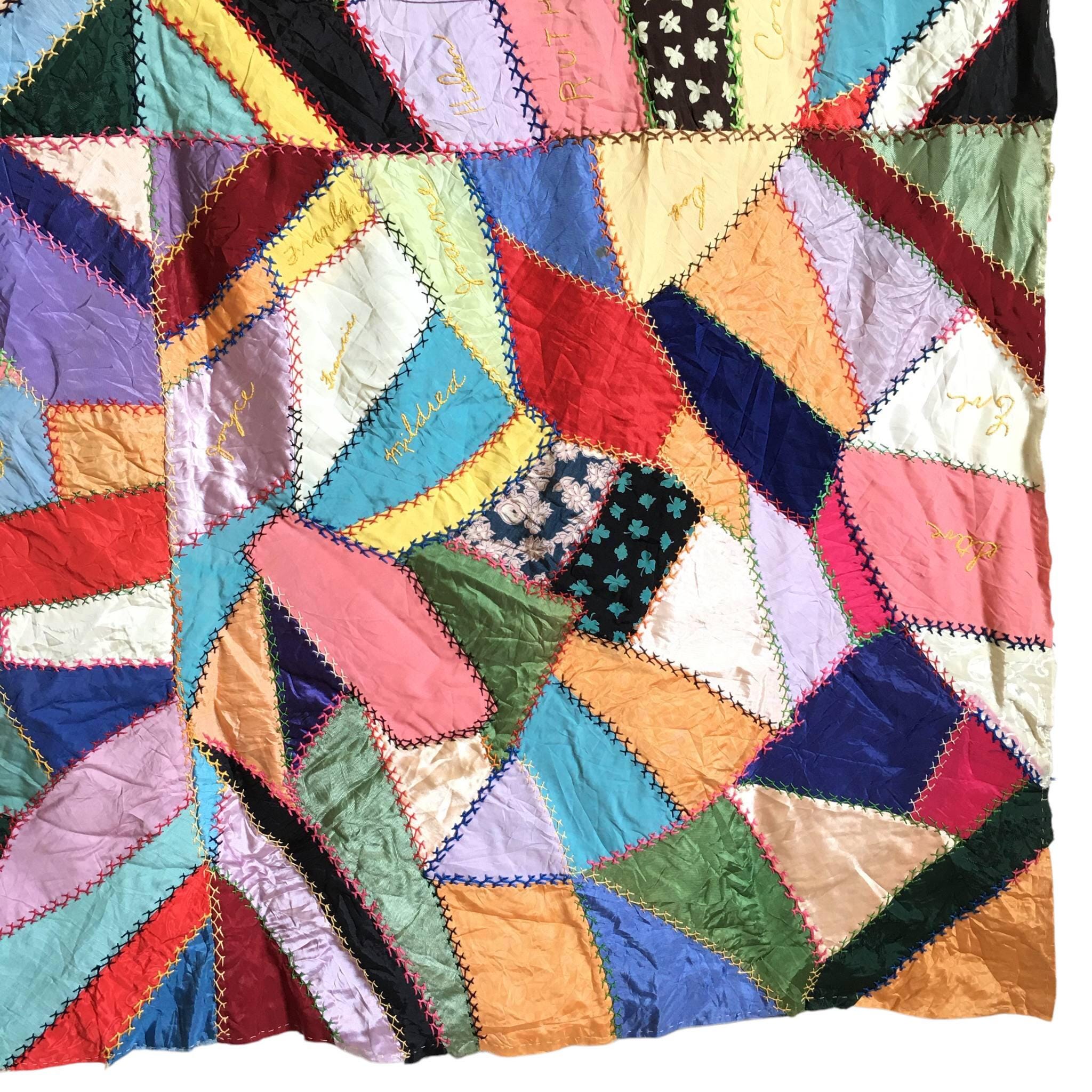 1940年代のクレイジーキルト | マルチカラーパッチワーク - Etsy 日本