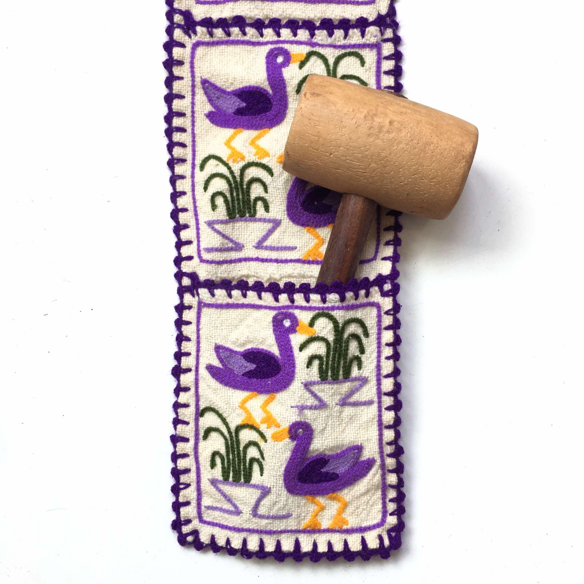 ヴィンテージ ペルー ウール 刺繍 壁掛け タペストリー ウール ラグ