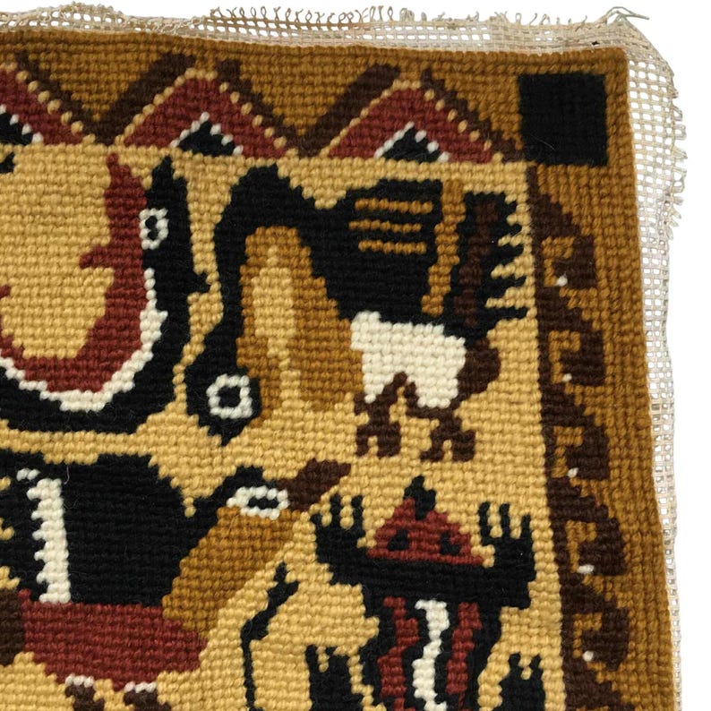 Vintage Wool Embroidery Wall Hanging Tapestry - Thumbnail 5