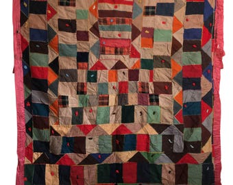 1940er Jahre Crazy Quilt | Mehrfarbiges Patchwork