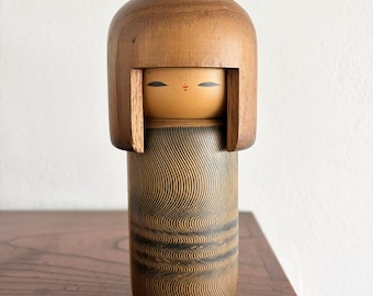 珍しいこけし人形、会田晴峰（会田青峰）作のヴィンテージ日本の創作