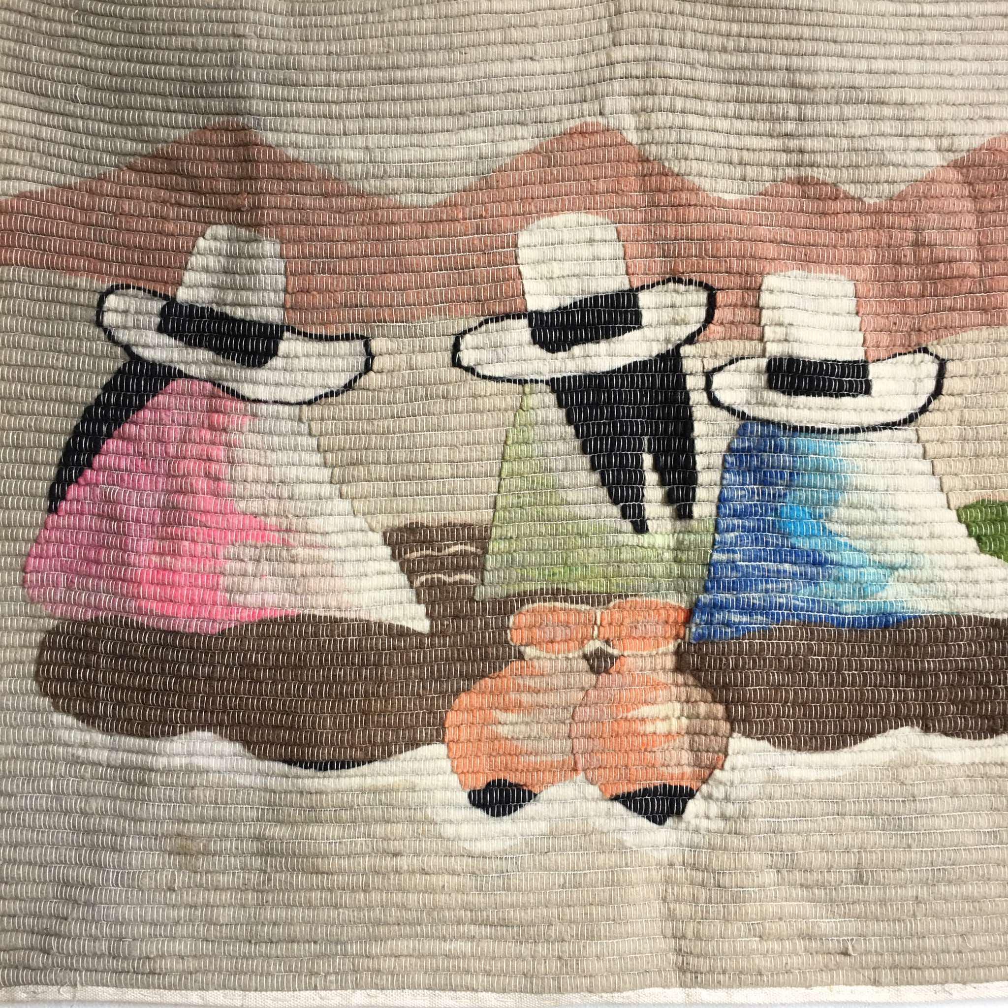 ヴィンテージ　ペルー羊毛タペストリー Vintage Peruvian Handwoven Wool Tapestry Wall Hanging Rug Folk Art