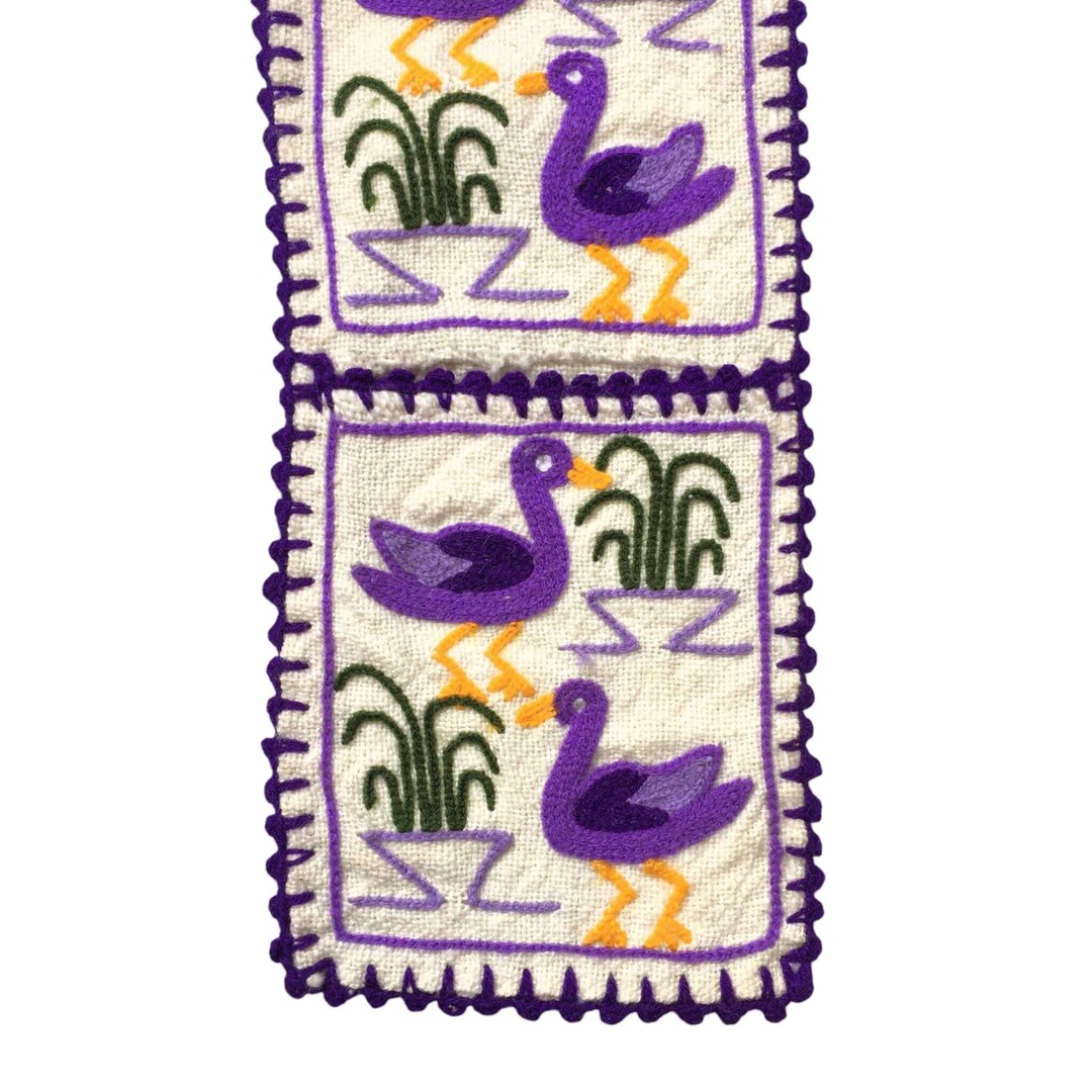 ヴィンテージ ペルー ウール 刺繍 壁掛け タペストリー ウール ラグ