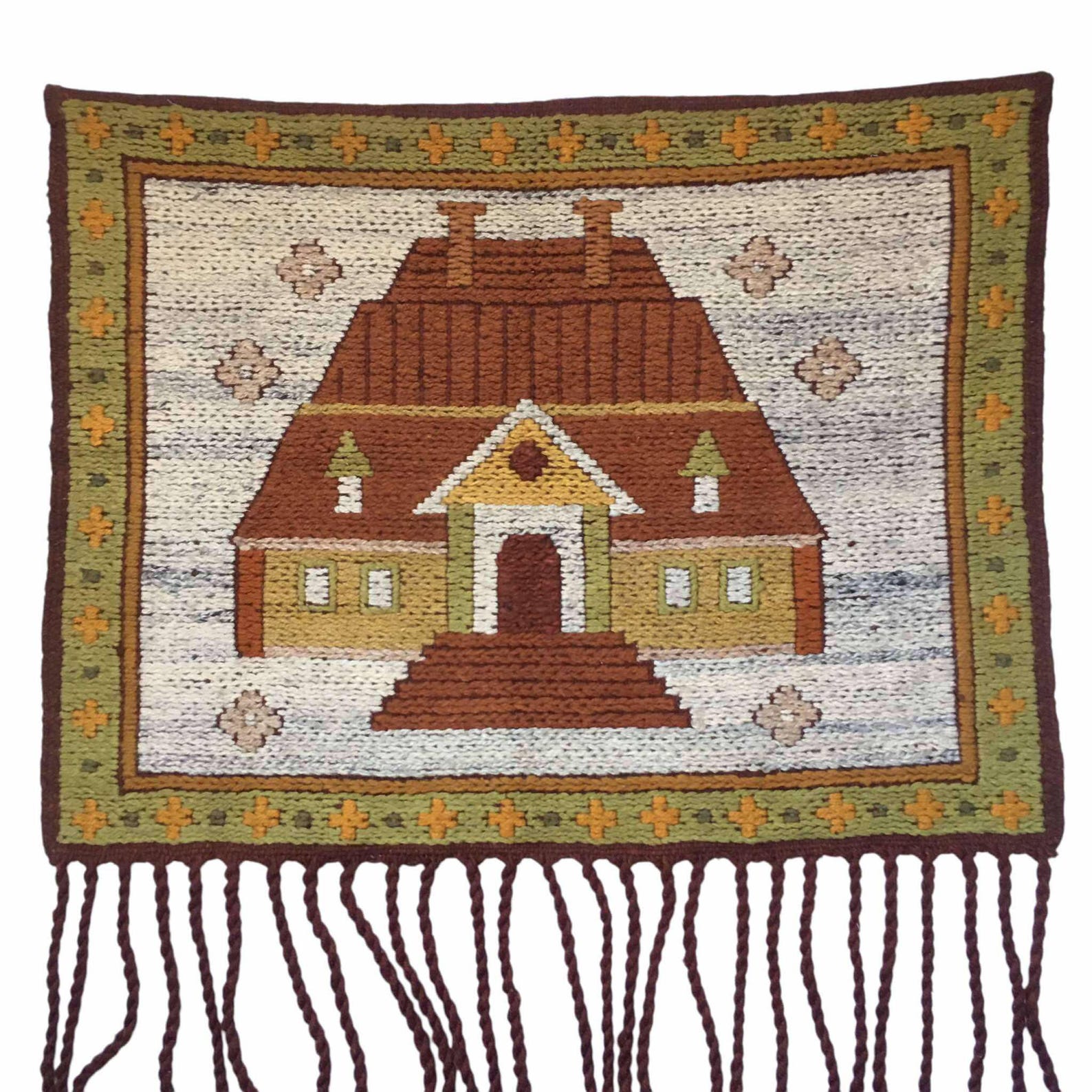 Vintage Polish Kilim Tapestry, 1970s Wool Rug, Mid Century Wall Hanging ...