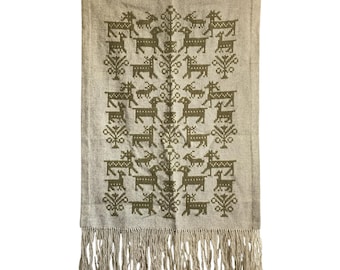 vintage Polish kilim tapestry, 1970s wool rug, mid century wall hanging, handmade in Poland