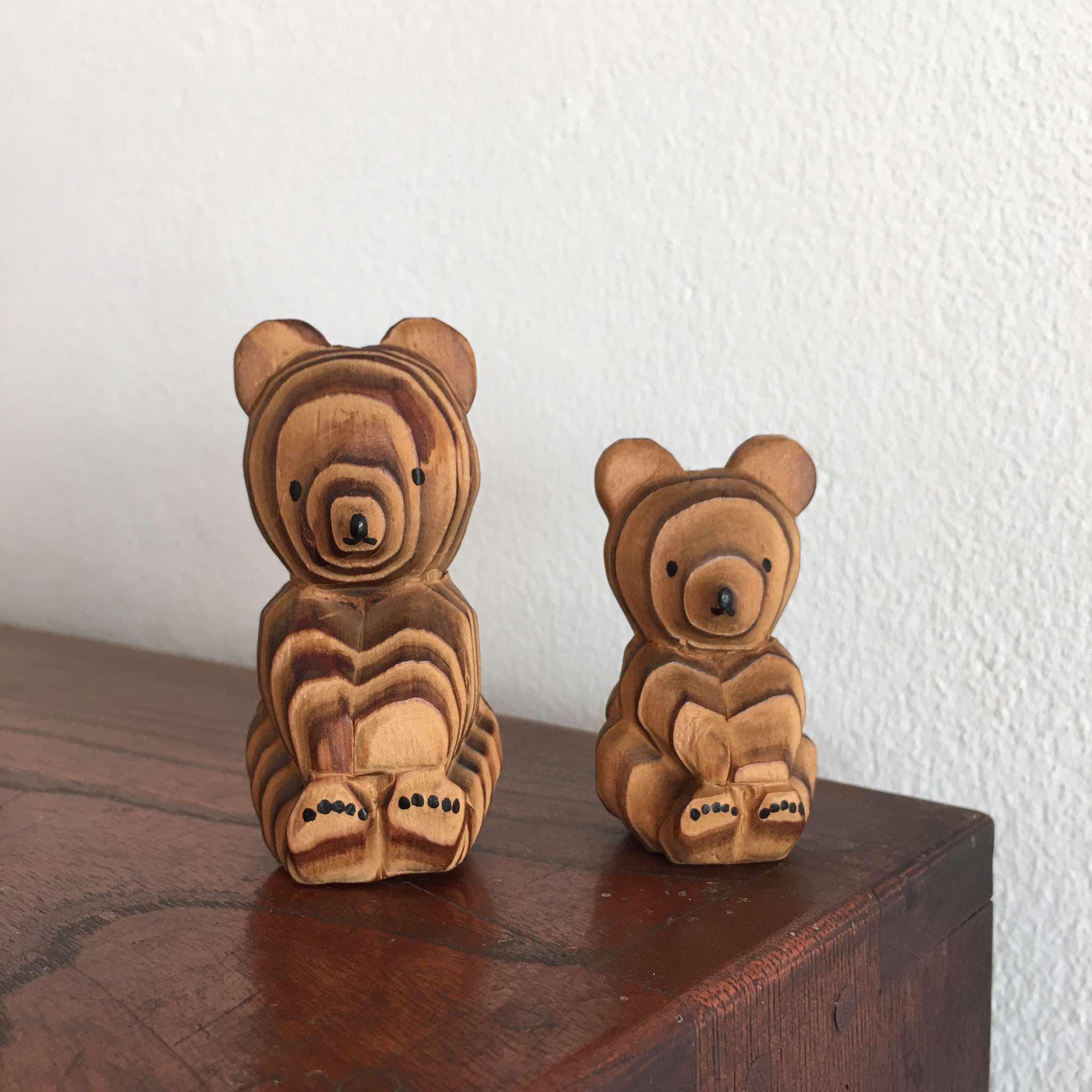 Vintage 1980s Japanese Bear Wood Carving 2 Pcs - Etsy