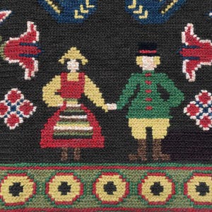 Vintage Swedish Embroidery Wall Hanging / Tapestry / Art / Decor Hand Made Scandinavian