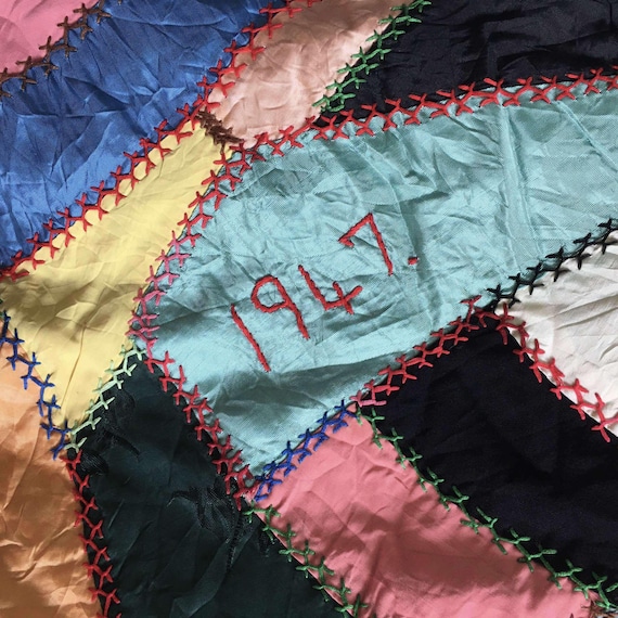 1940年代のクレイジーキルト | マルチカラーパッチワーク - Etsy 日本