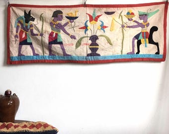 エジプト古代風刺繍アート作品 エジプト古代風刺繍アート作品