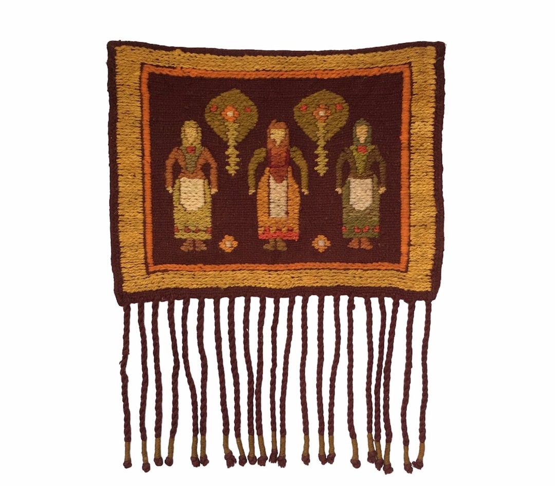 Vintage Polish Kilim Tapestry, 1970s Wool Rug, Mid Century Wall Hanging ...