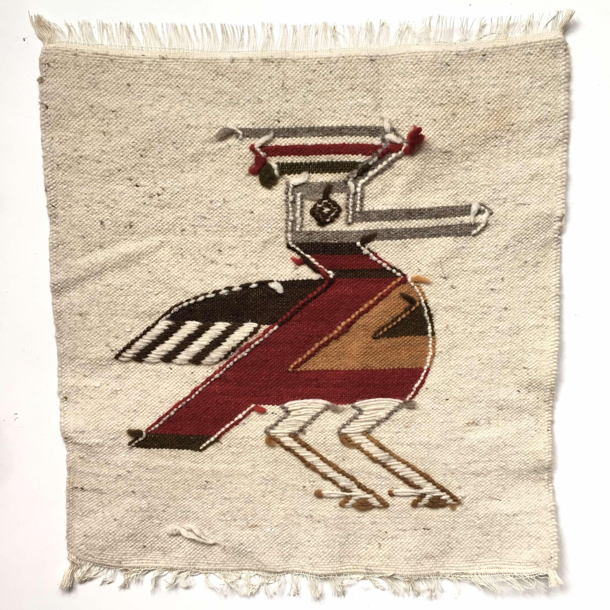 TAPISSERIE VINTAGE LAINE EQUATEUR ETHNIQUE DESIGN 70 ARTISANAL 61X96 cm EUR 35,00   FR